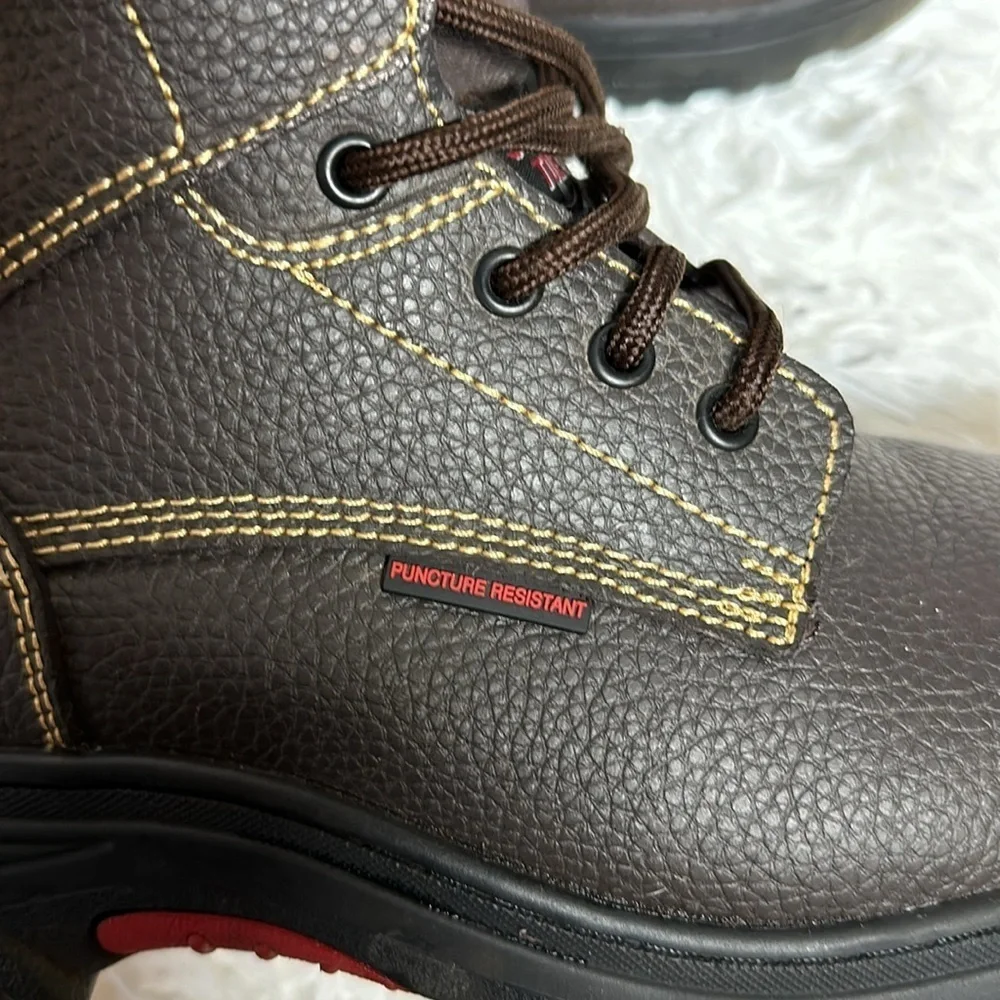 Skechers Men's Burgin Tarlac Steel Toe Work Boot Style 77143 BRN Excellent Cond